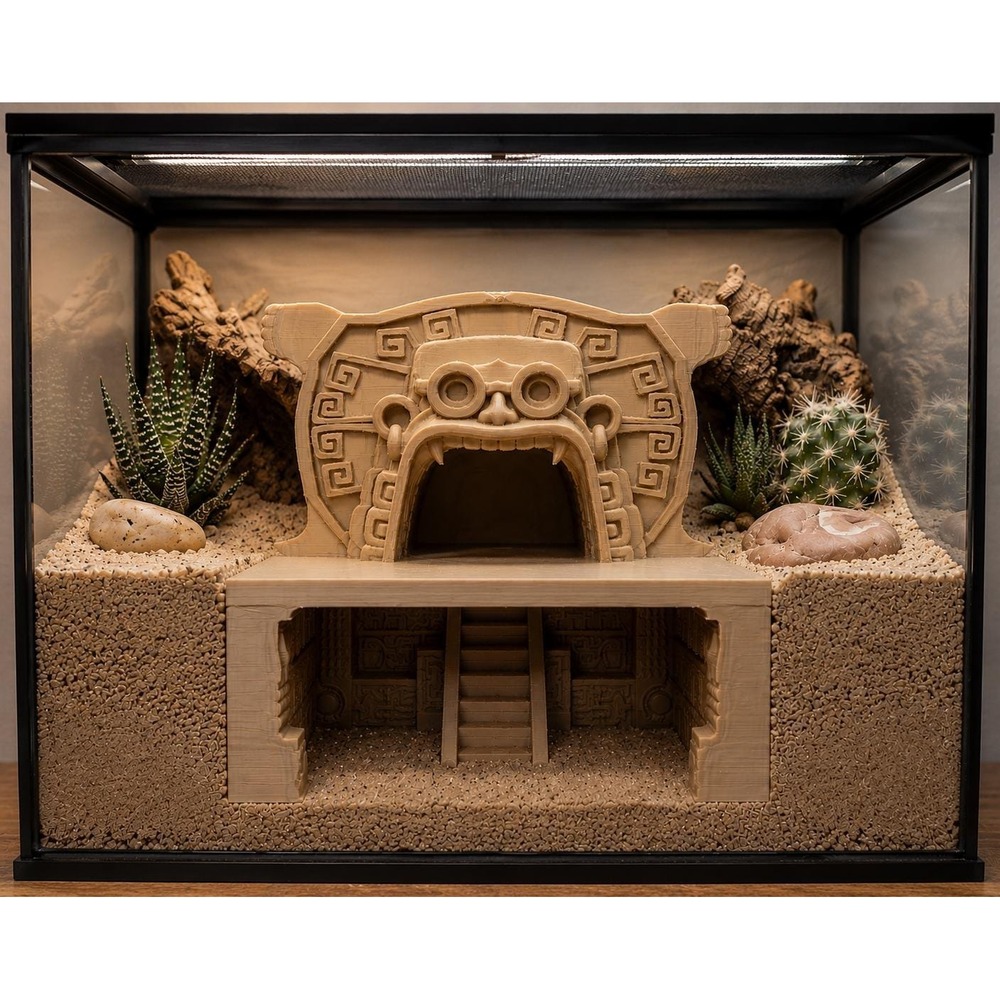 Tlaloc Aztec Temple Buried Reptile Hide, Aquarium Cave & DnD Terrain